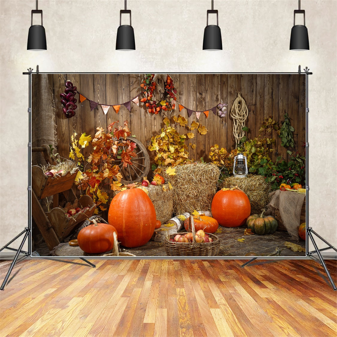 Autumn Harvest with Pumpkins Photography Backdrop BRP7-117