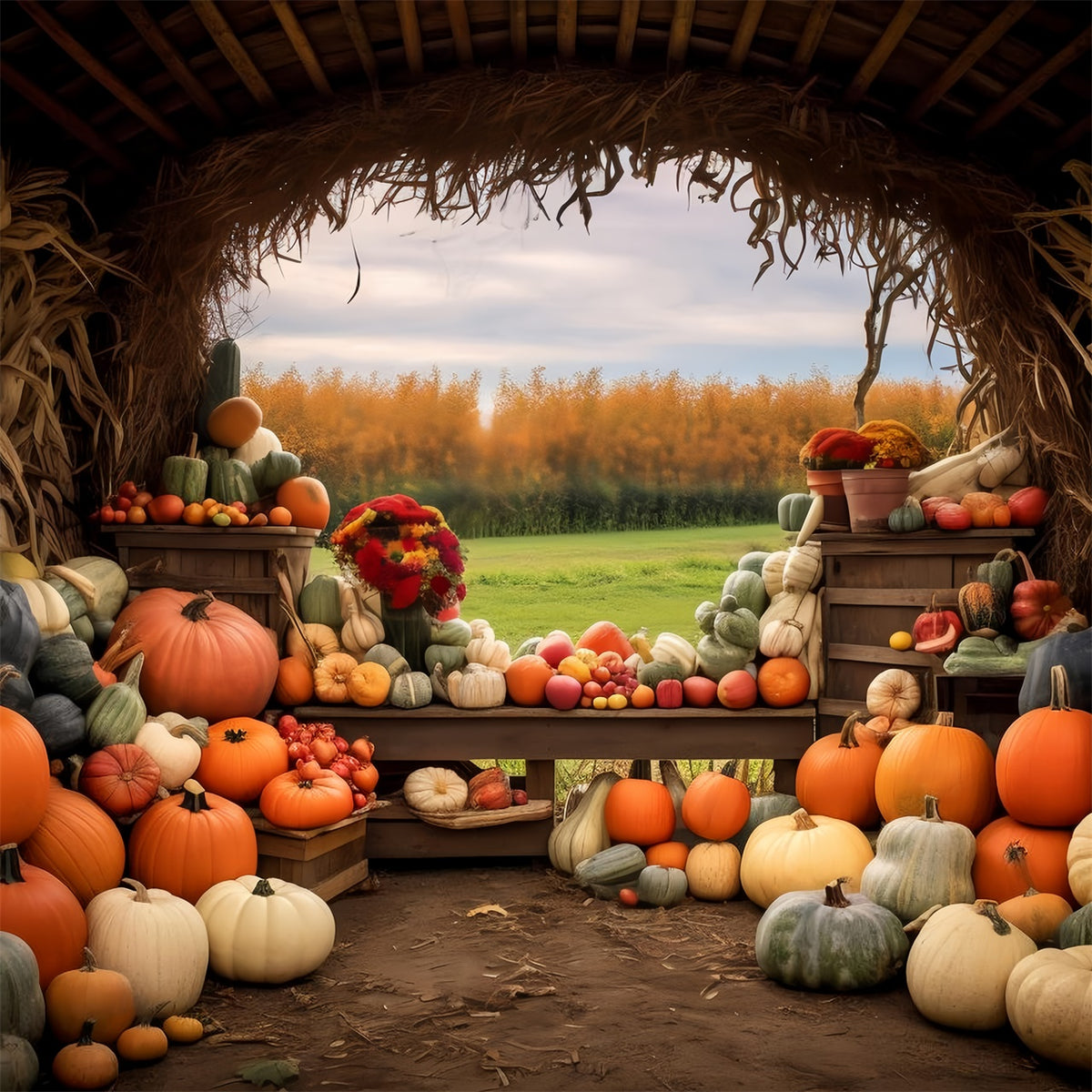 Autumn Pumpkin Farm Backdrop for Photography BRP7-122