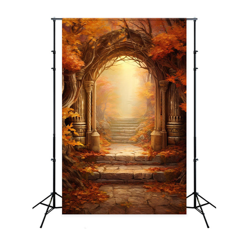 Golden Maple Leaf Arch Autumn Photography Backdrop BRP7-124