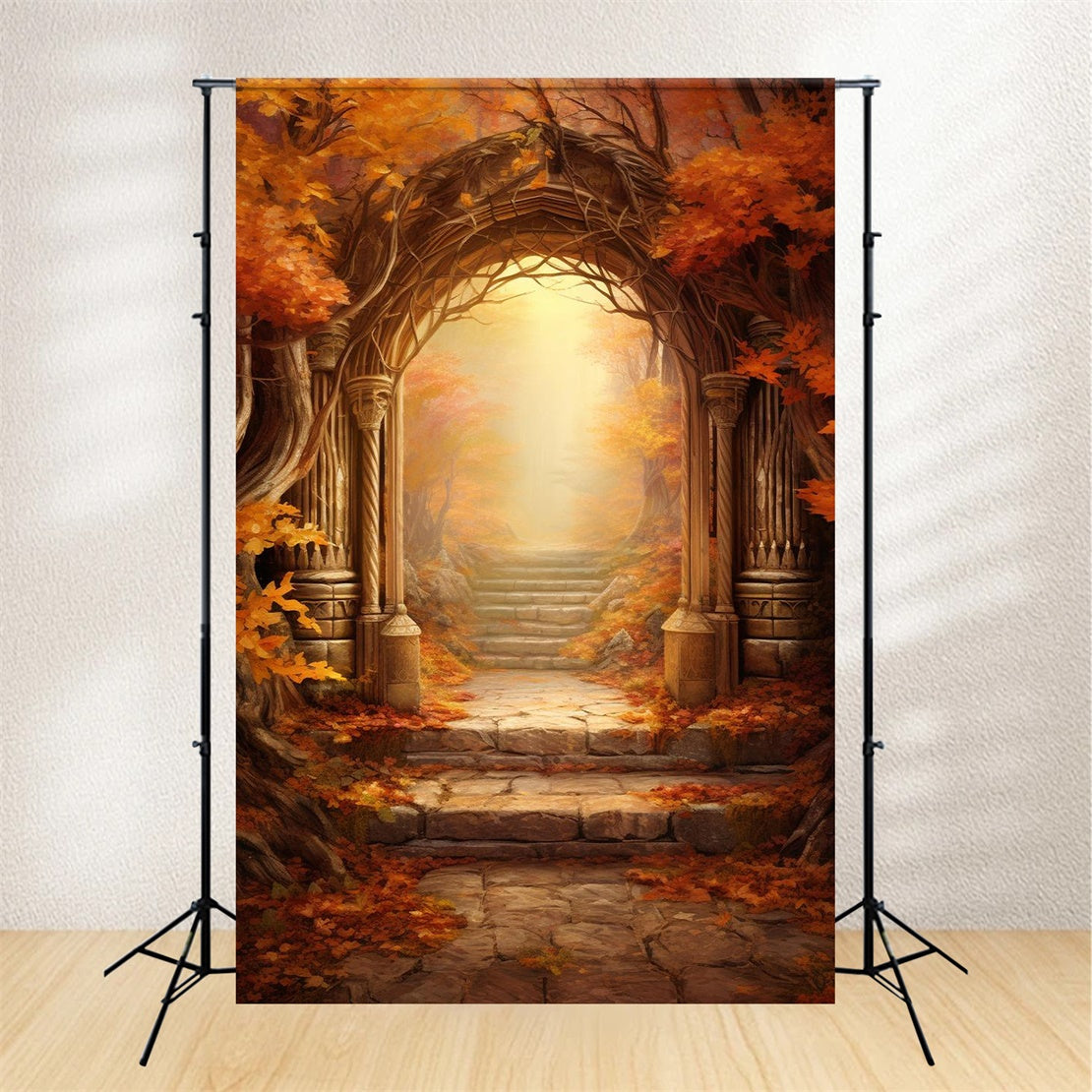 Golden Maple Leaf Arch Autumn Photography Backdrop BRP7-124