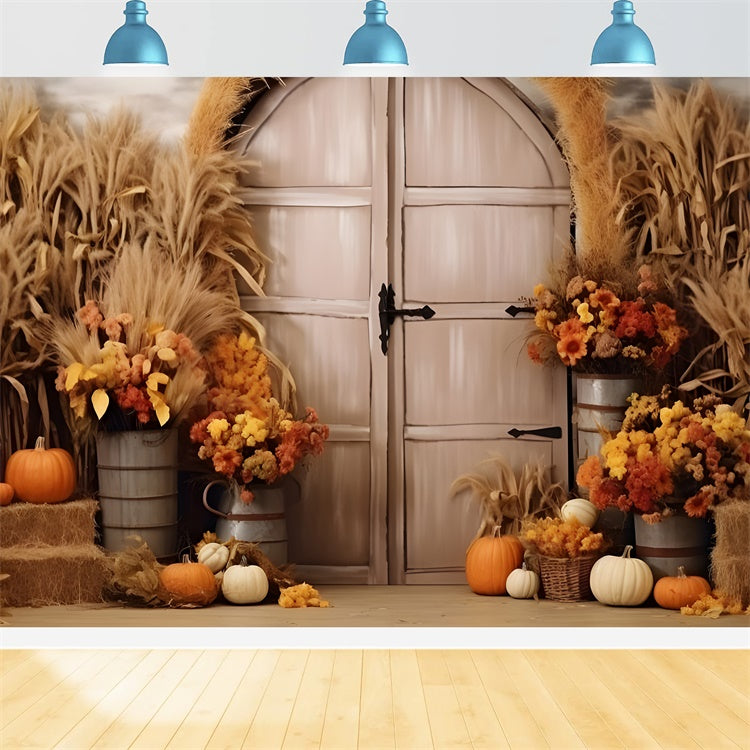 Autumn Pumpkins Arch Wall Photography Backdrop BRP7-125