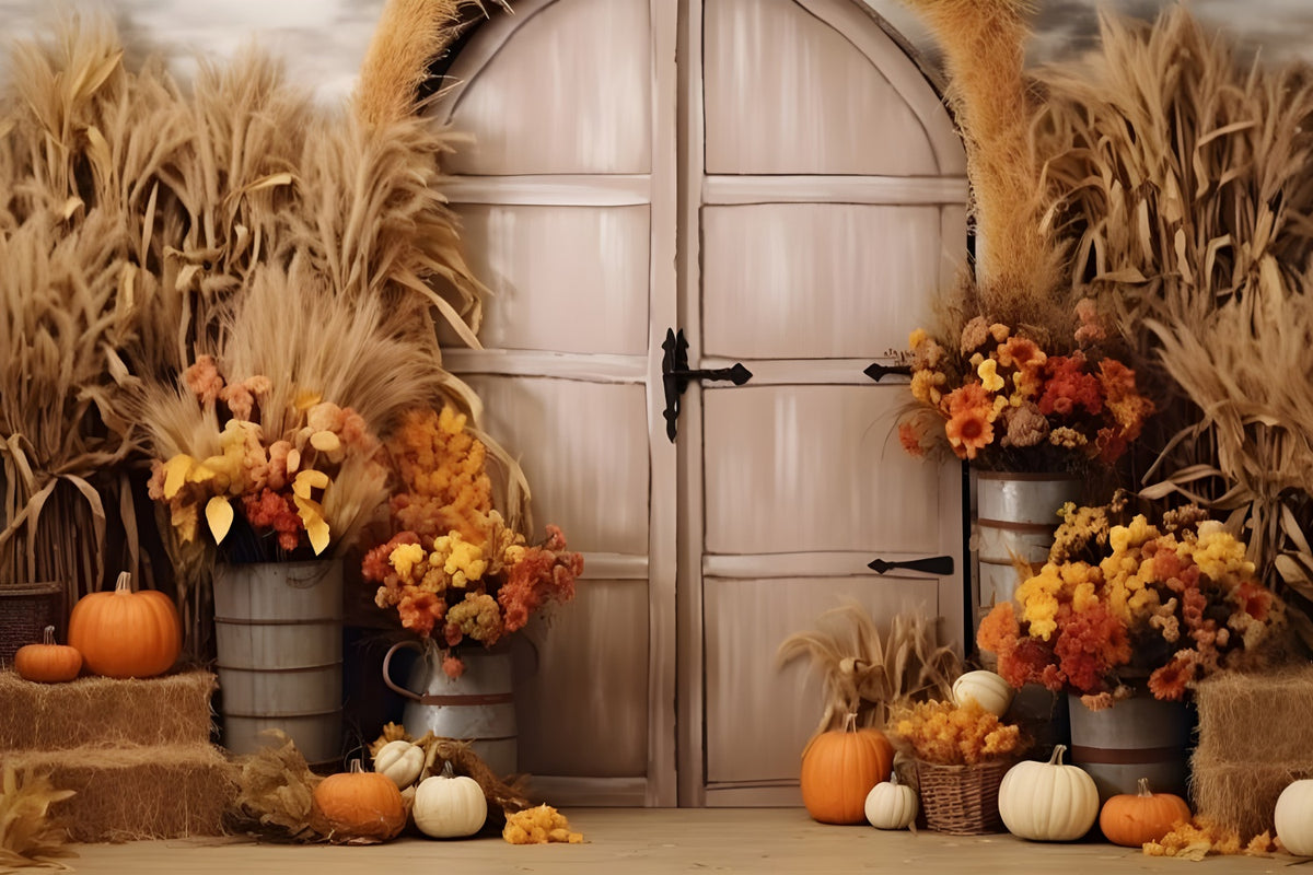 Autumn Pumpkins Arch Wall Photography Backdrop BRP7-125