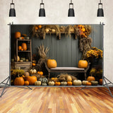 Autumn Pumpkin Shelf Reed Photography Backdrop BRP7-127