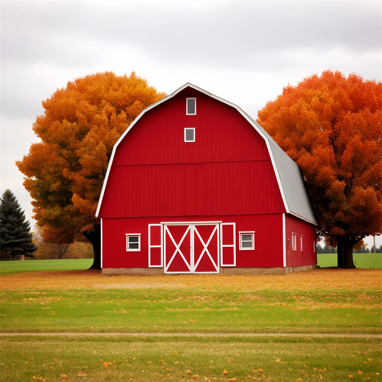 Red House Maple Leaf Meadow Autumn Backdrop BRP7-128