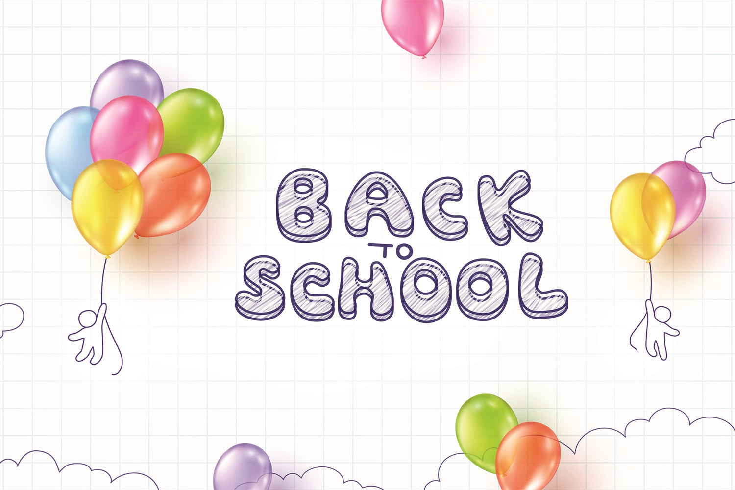 Back to School Colorful Balloon Photography Backdrop BRP7-13