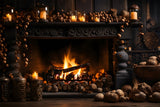 Autumn Black Fireplace and Firewood Photography Backdrop BRP7-131