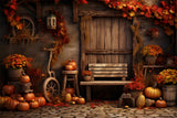 Autumn Maple Leaf Pumpkin Wood Door Backdrop BRP7-132