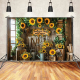 Fall Sunflower Gift Shop Wood Door Backdrop BRP7-134