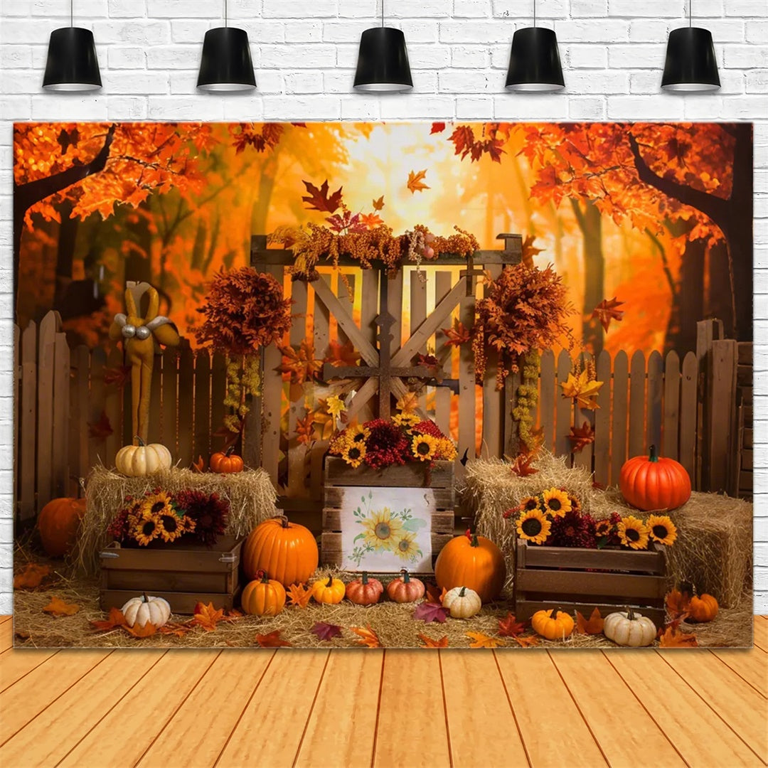 Fall Maple Forest Fence with Pumpkin Backdrop BRP7-135