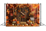 Leaf Barn Door Pumpkin Happy Fall Backdrop BRP7-137