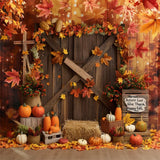 Leaf Barn Door Pumpkin Happy Fall Backdrop BRP7-137