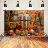 Autumn Forest Fence Pumpkin Patch Photography Backdrop BRP7-138