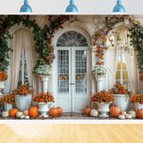 Fall Pumpkin White Arch Door Backdrop BRP7-139