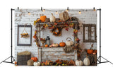 Autumn White Brick Pumpkin Photography Backdrop BRP7-147