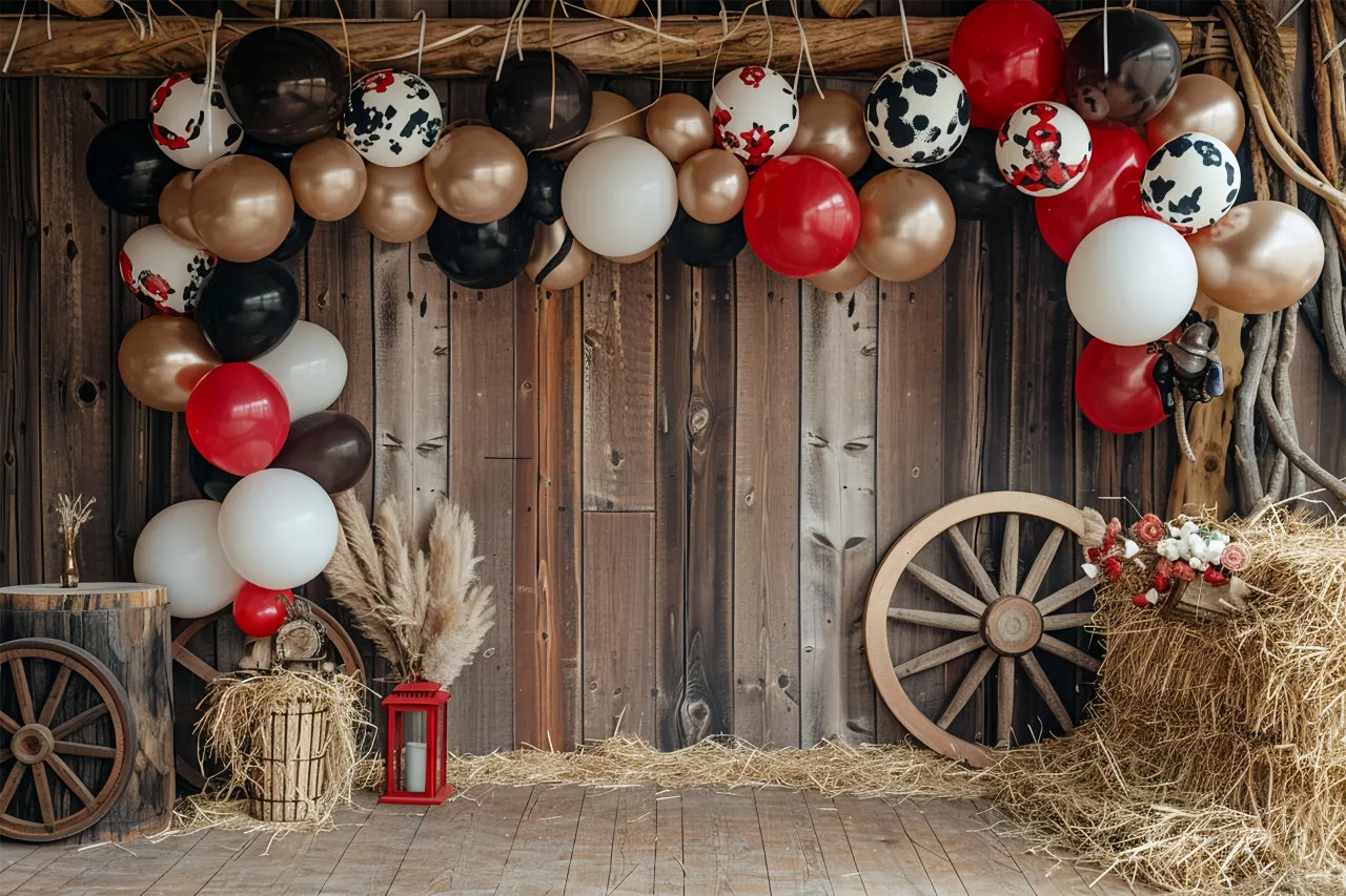 Black White Golden Balloon Barn Autumn Backdrop BRP7-148