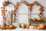 Autumn Pumpkin Leaf Arch Stand Photography Backdrop BRP7-150