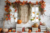 Autumn White Tapestry Leaf Window Photography Backdrop BRP7-153