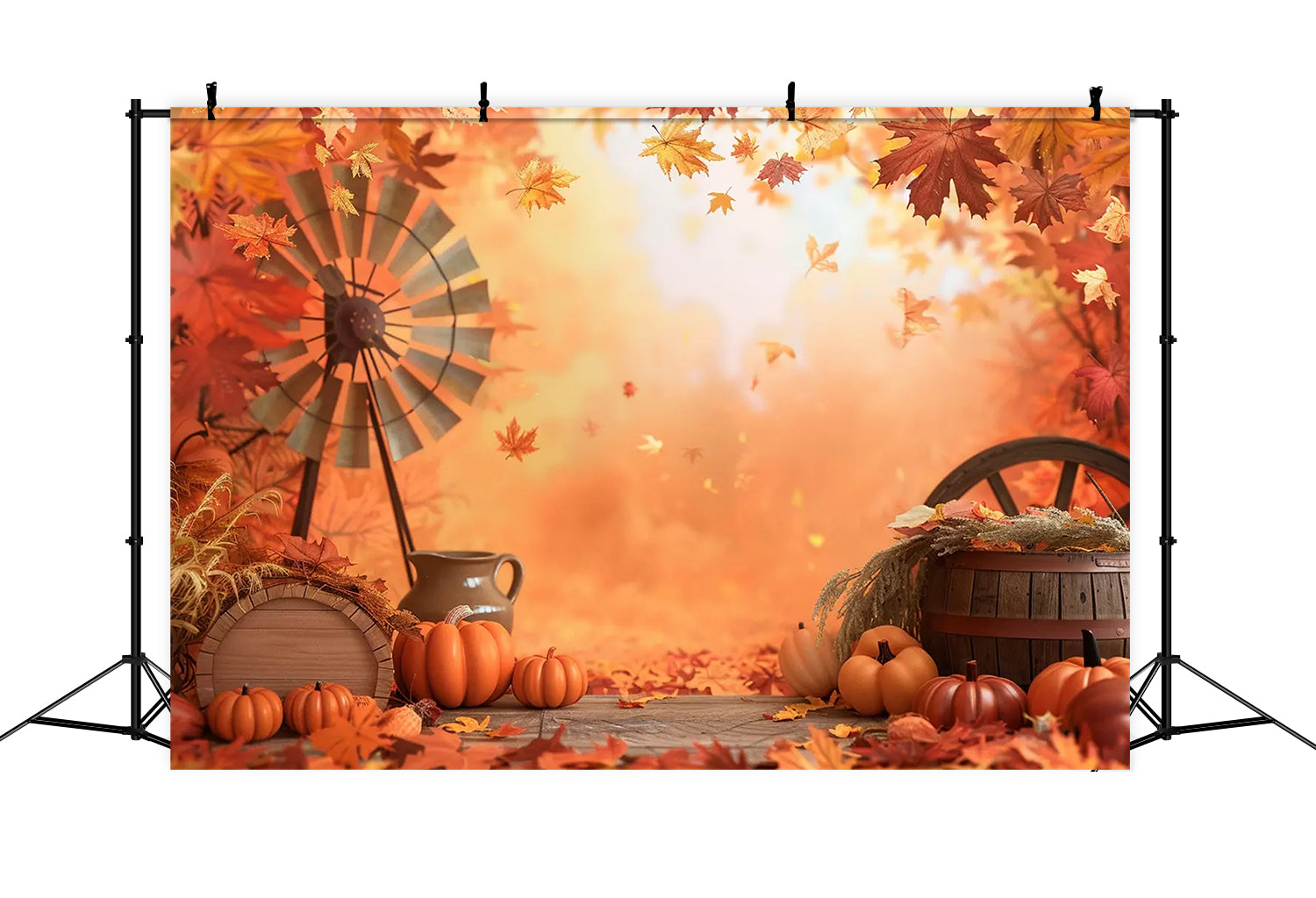 Fall Maple Leaf Winnower Pumpkin Backdrop BRP7-154