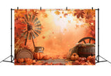 Fall Maple Leaf Winnower Pumpkin Backdrop BRP7-154