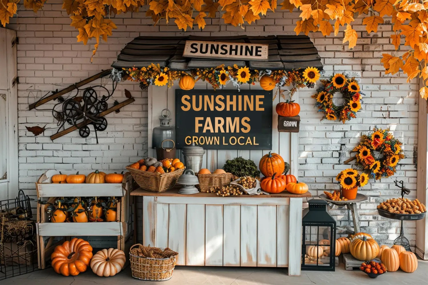 Fall Small Pumpkin Market Backdrop BRP7-158