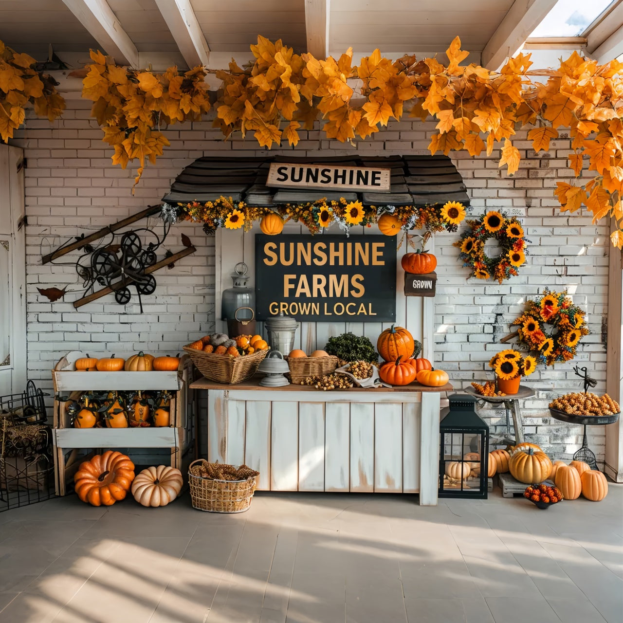 Fall Small Pumpkin Market Backdrop BRP7-158