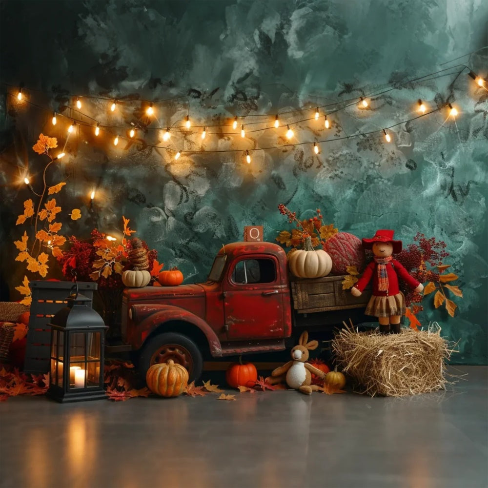 Fall Red Truck filled with Pumpkin Backdrop BRP7-159