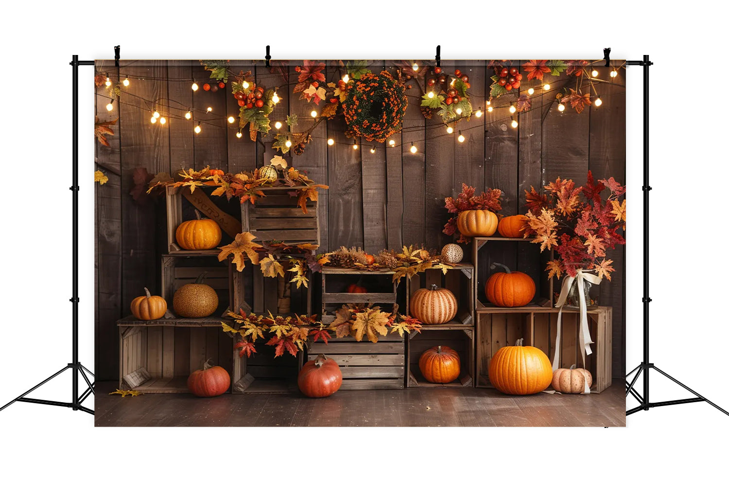 Fall Wood Board Pumpkin Shelf Lamb Backdrop BRP7-161