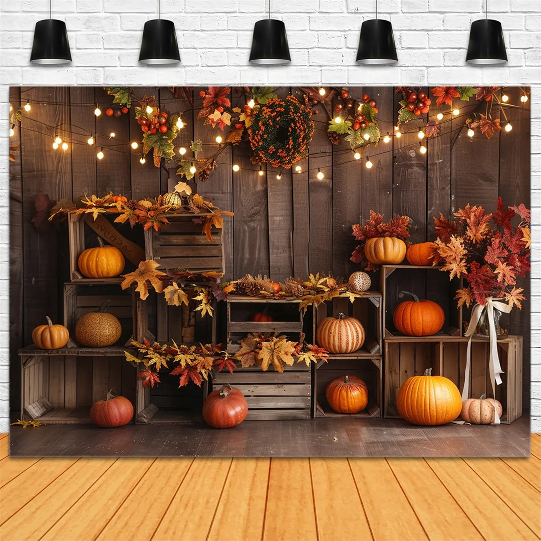 Fall Wood Board Pumpkin Shelf Lamb Backdrop BRP7-161