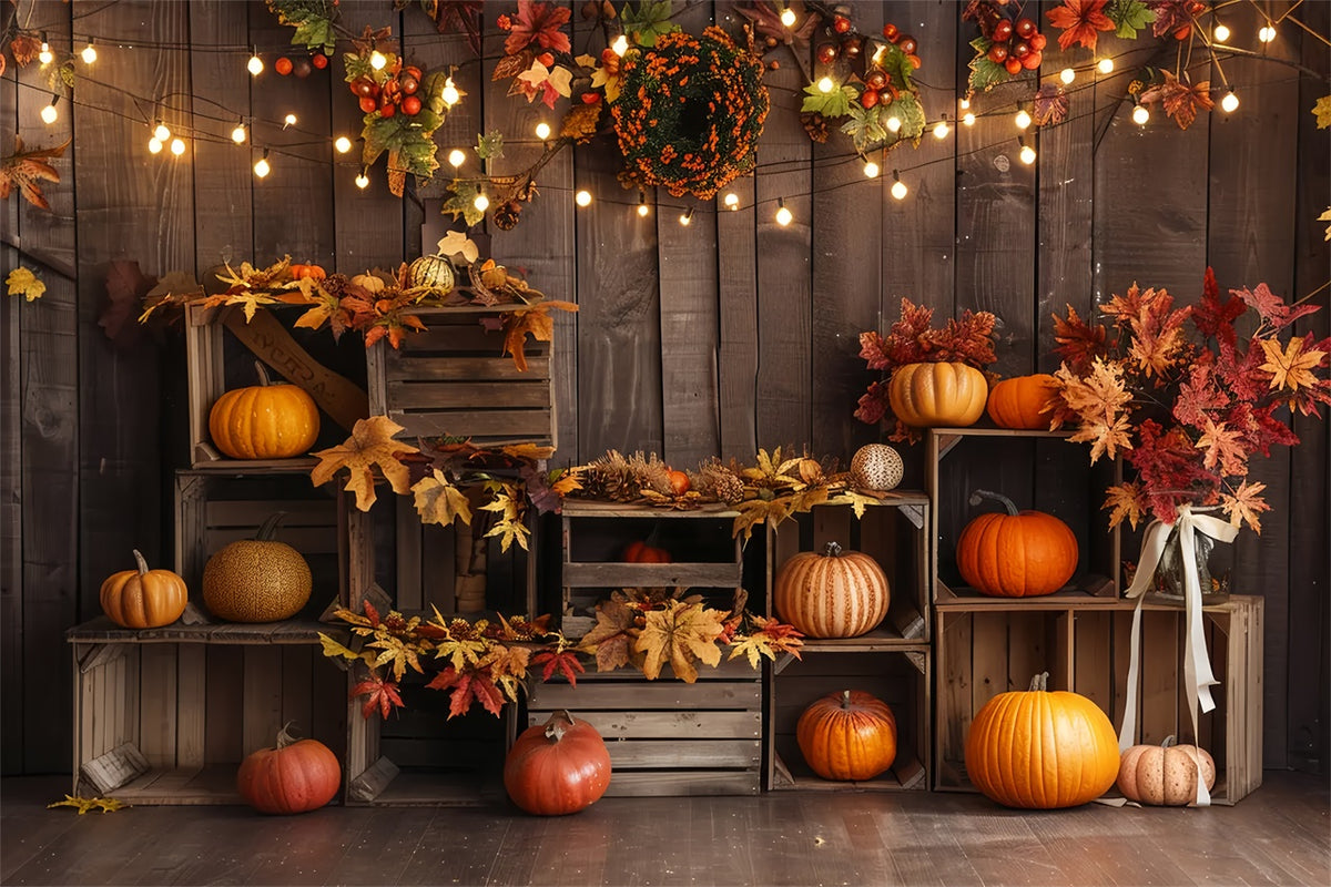 Fall Wood Board Pumpkin Shelf Lamb Backdrop BRP7-161