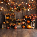 Fall Wood Board Pumpkin Shelf Lamb Backdrop BRP7-161