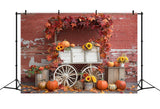 Ruined Brick Wall Pumpkin Stand Autumn Backdrop BRP7-167