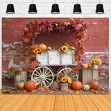 Ruined Brick Wall Pumpkin Stand Autumn Backdrop BRP7-167