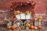 Ruined Brick Wall Pumpkin Stand Autumn Backdrop BRP7-167