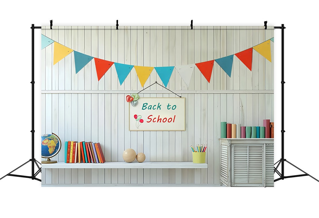 Back to School Colorful Flags Photography Backdrop BRP7-170