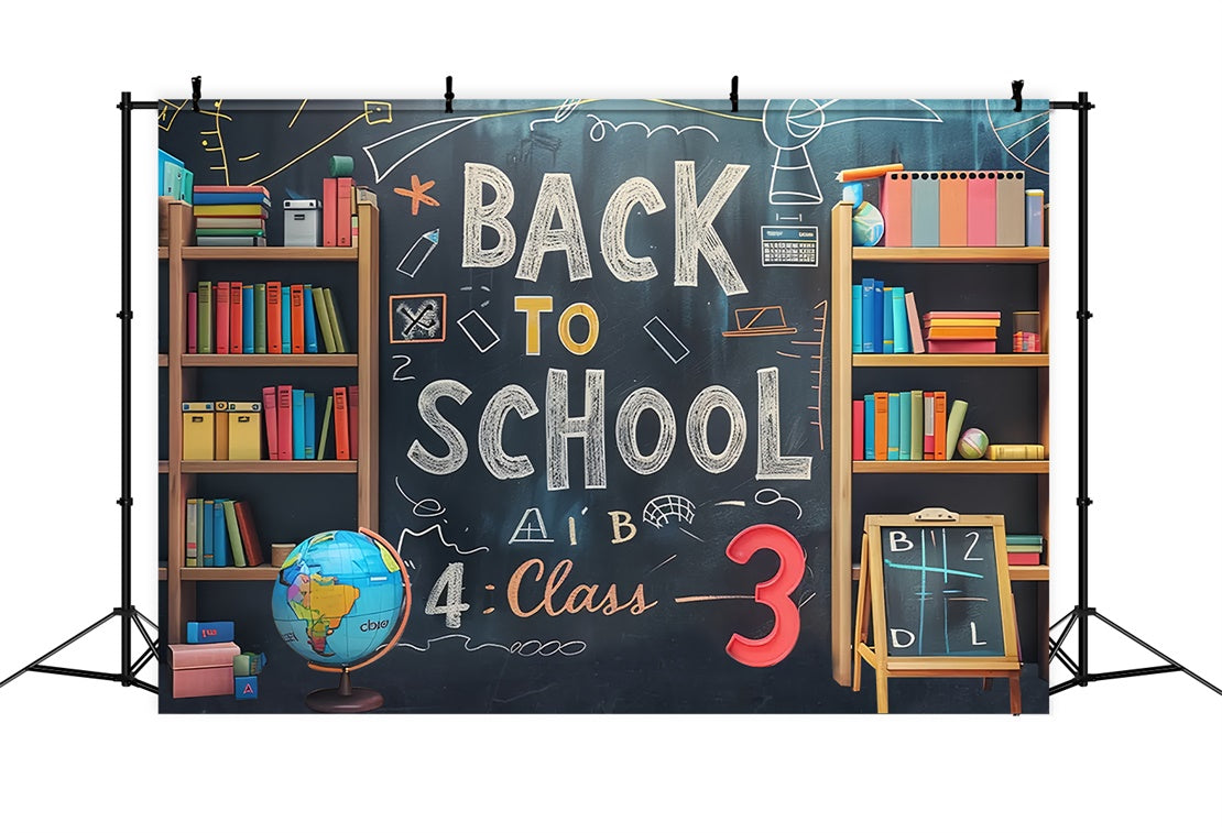 Back to School Bookshelf Blackboard Backdrop BRP7-177