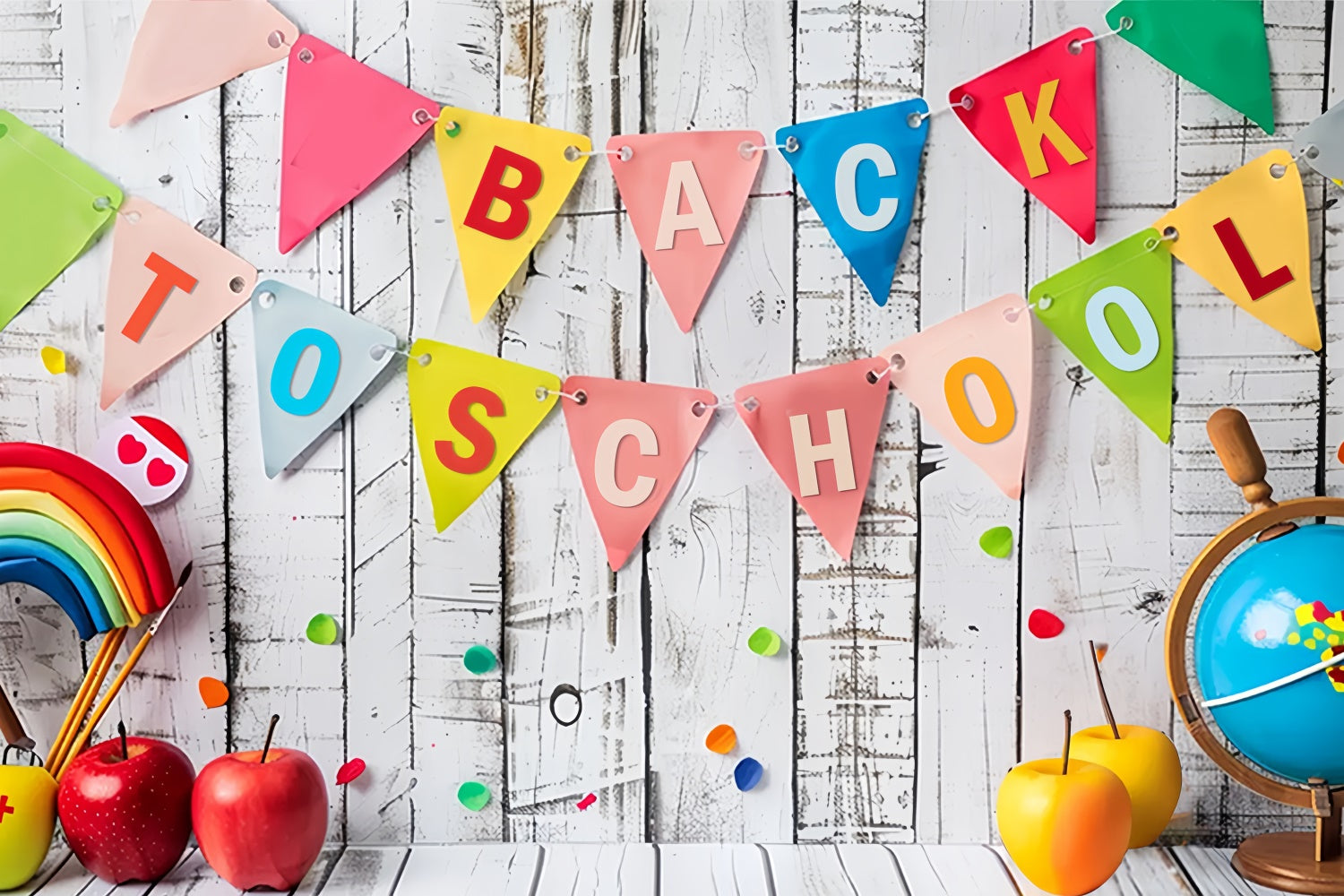 Back to School Rainbow Fruits Photography Backdrop BRP7-178