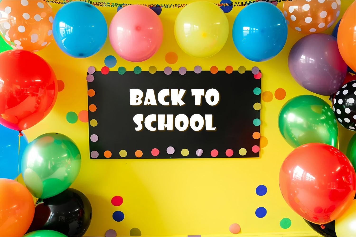 Back to School Yellow Wall Balloon Backdrop BRP7-180