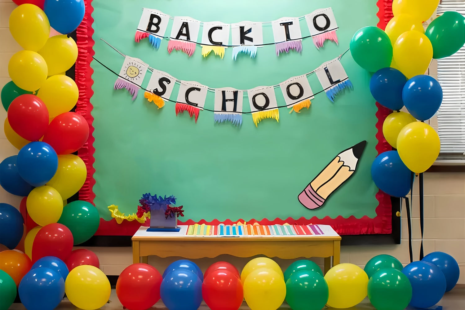 Back to School Colorful Classroom Photography Backdrop BRP7-183