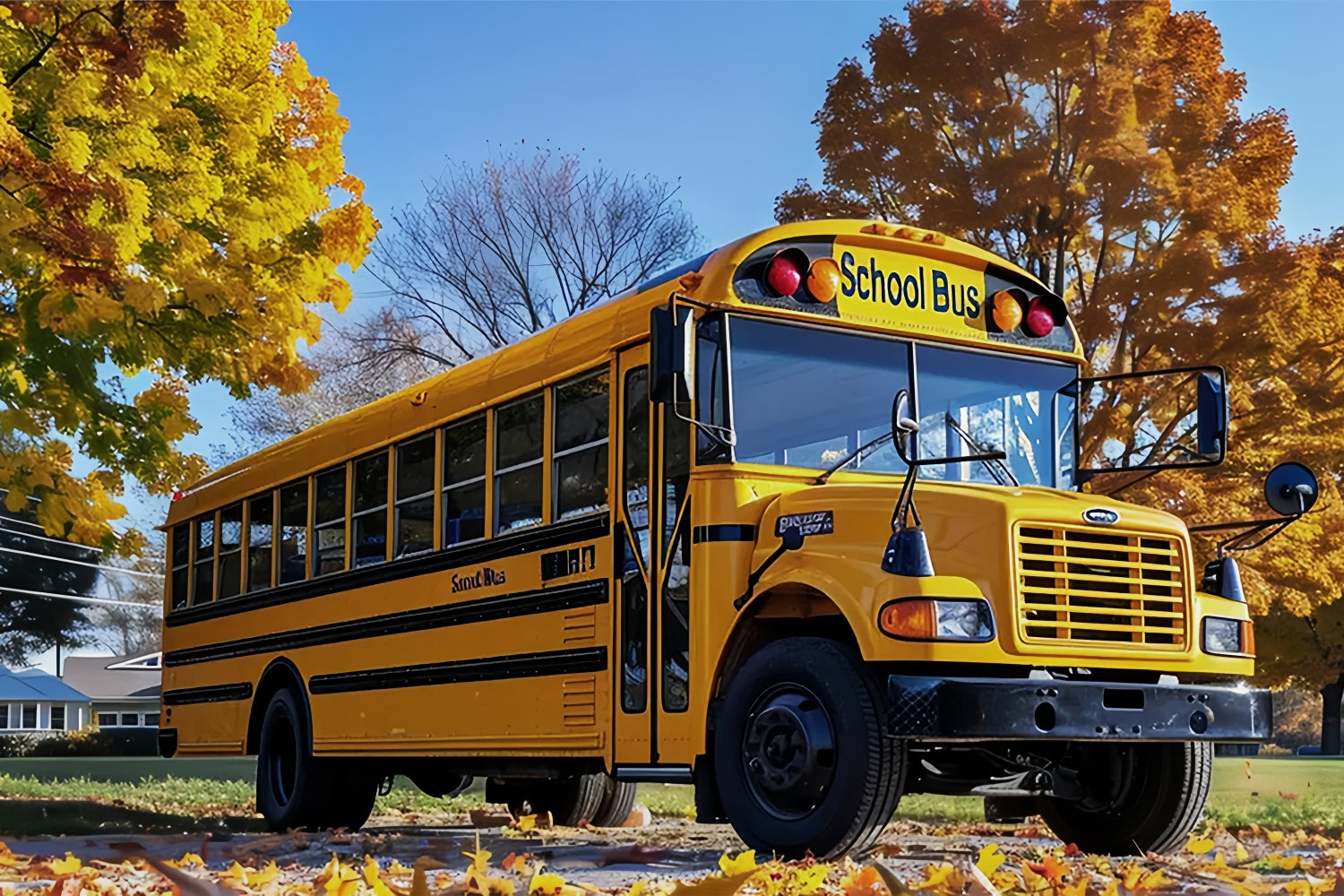 Back to School Country School Bus Backdrop BRP7-186