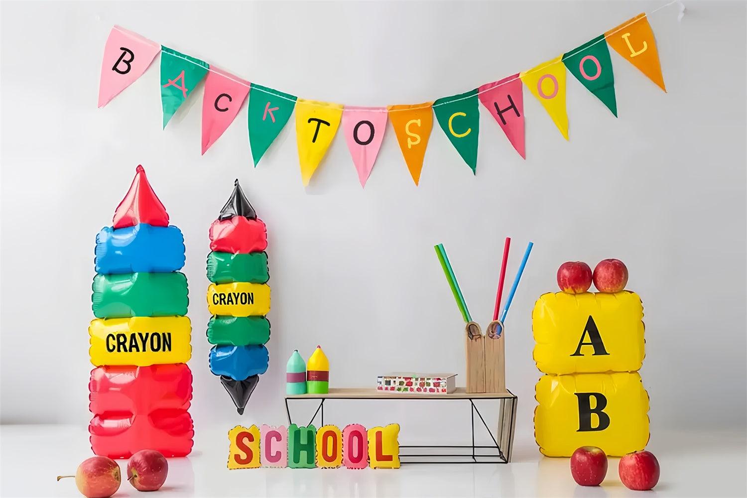 Back to School Cartoon Crayon Photography Backdrop BRP7-187