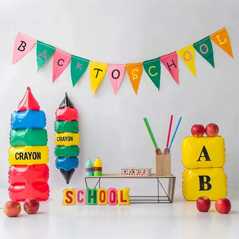 Back to School Cartoon Crayon Photography Backdrop BRP7-187