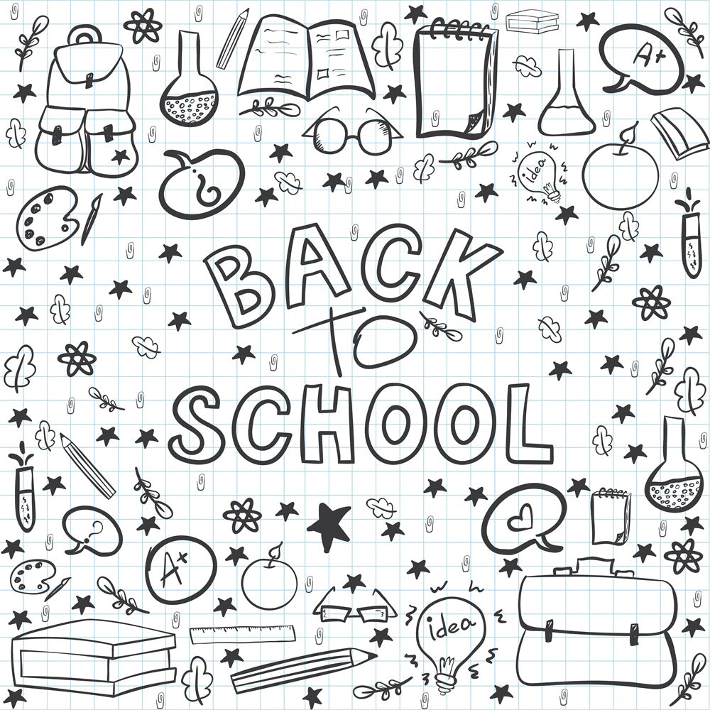 Back to School Black White Graffiti Backdrop BRP7-18