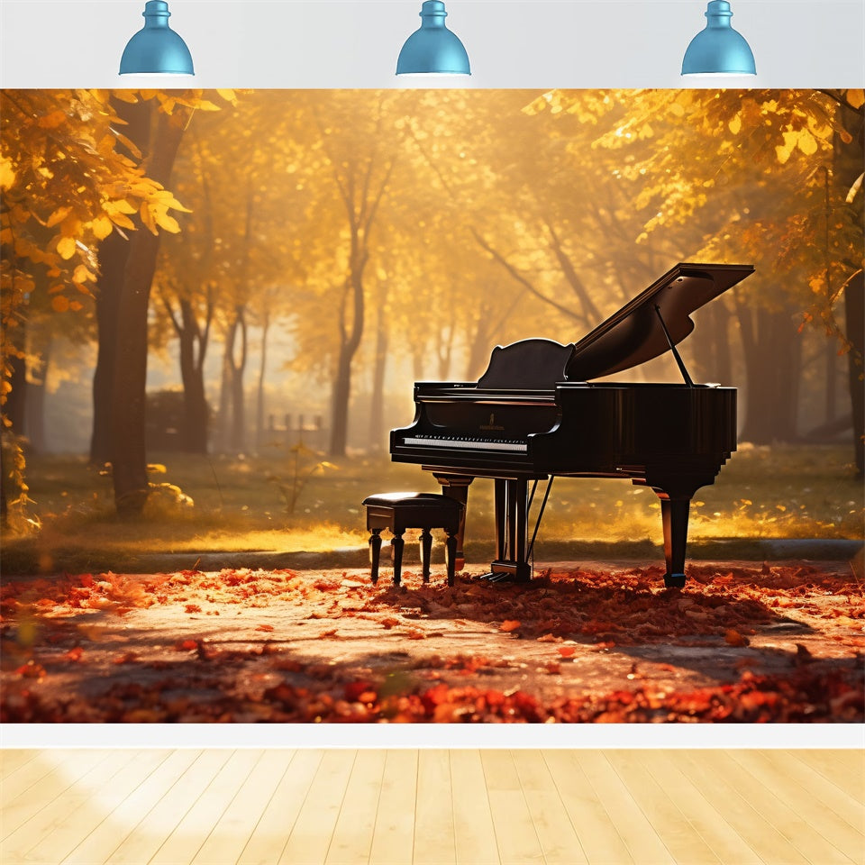 Autumn Harmony Piano Park Backdrop for Photography BRP7-195