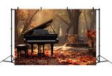 Melodic Autumn Pathway with Piano Photography Backdrop BRP7-199