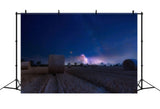 Nighttime Field with Hay Bales Photography Backdrop BRP7-207