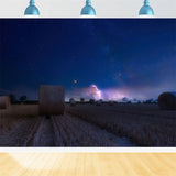 Nighttime Field with Hay Bales Photography Backdrop BRP7-207