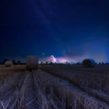 Nighttime Field with Hay Bales Photography Backdrop BRP7-207