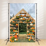 Rustic Pumpkin Display Autumn Backdrop for Photography BRP7-208