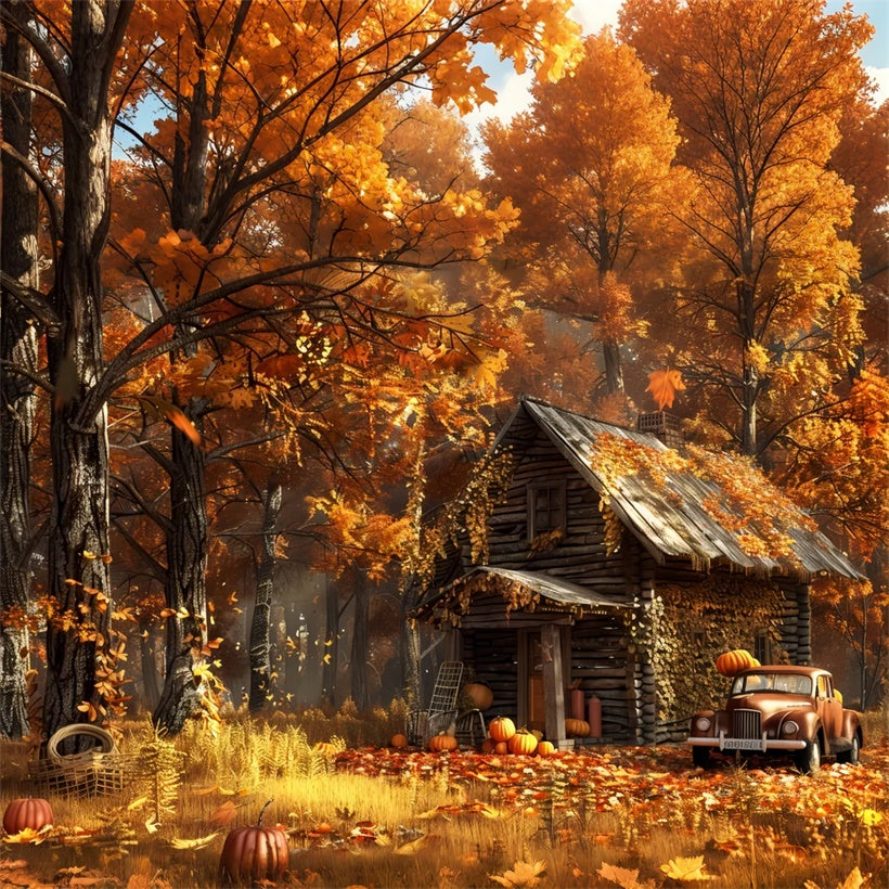 Enchanted Fall Cabin in the Woods Backdrop BRP7-209