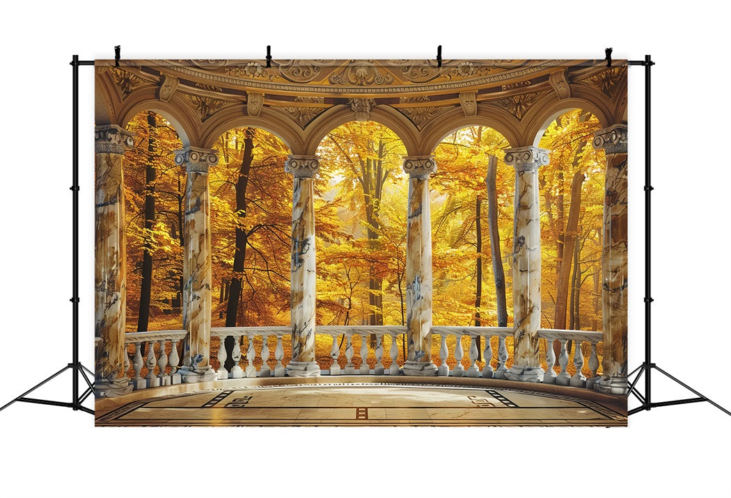 Golden Fall Foliage with Marble Archway Background BRP7-213